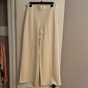 Elegant Cream Wide-Leg Women's Trousers
